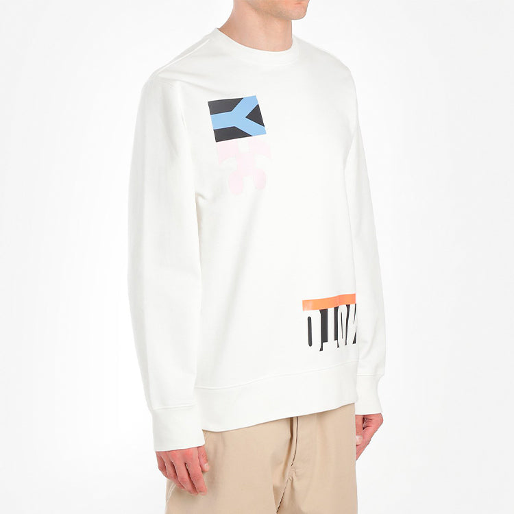 Men's Y-3 Alphabet Printing Pattern Round Neck Pullover White FS5594