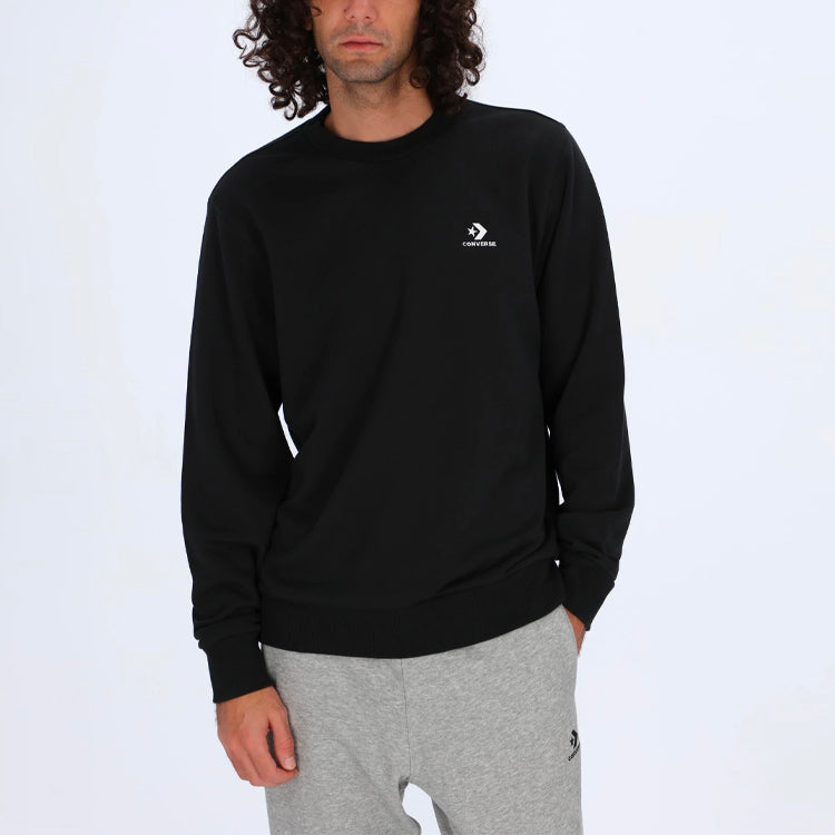Men's Converse Casual Sports Logo Round Neck Pullover Dark Black 10020345-A01