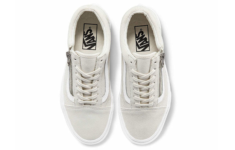 Vans Old Skool Zip Casual Low Tops Skateboarding Shoes Unisex White VN0A3493A4G
