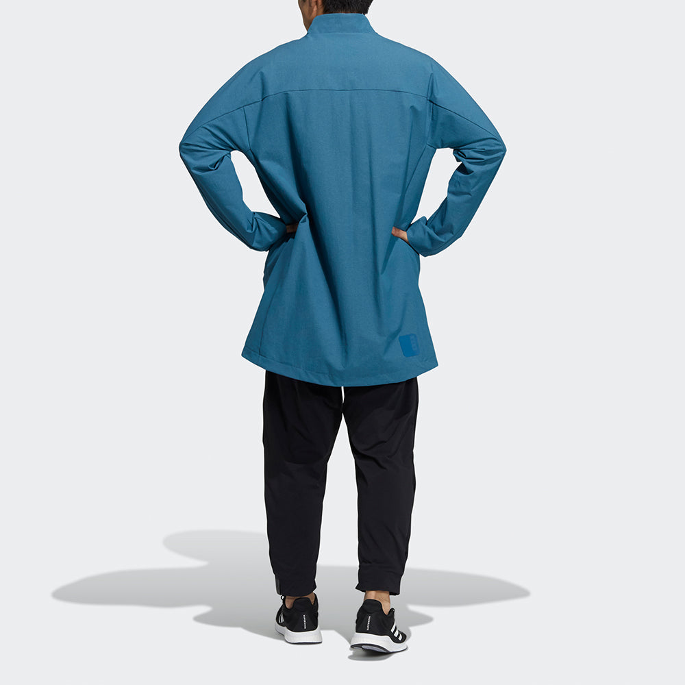 Men's adidas Wj Wv Long Jkt Martial Arts Series Pattern Mid-Length Stand Collar logo Jacket Sky Blue H39302