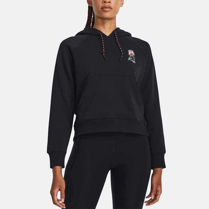 (WMNS) Under Armour Heavyweight Terry Rose Hoodie 'Black' 1379834-001