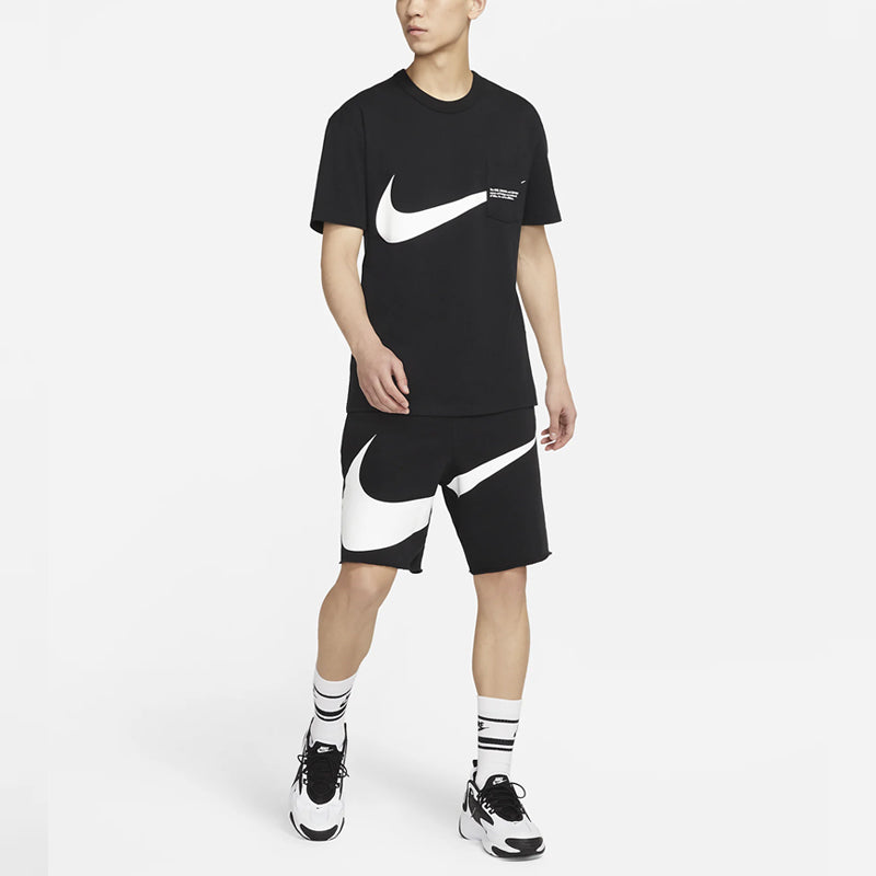 Nike Sportswear Swoosh Large Pocket Printing Sports Round Neck Short Sleeve Black DJ6297-010