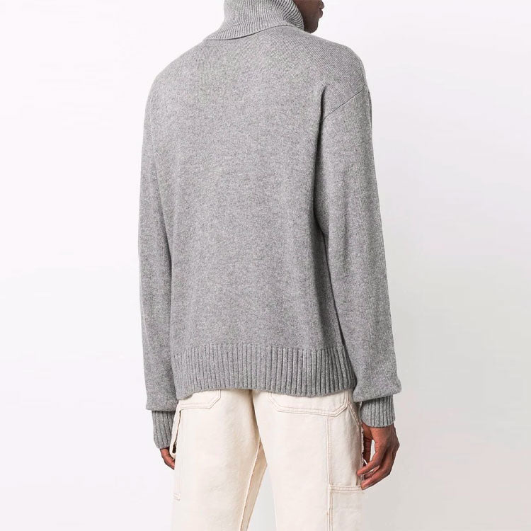 Off-White ribbed High Collar Pullover Ordinary Version Unisex Gray OMHF027F21KNI0010606