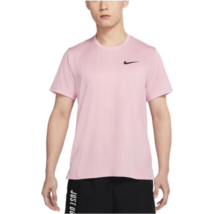 Men's Nike Pro Dri-FIT Logo Printing Casual Sports Round Neck Short Sleeve Pink T-Shirt CZ1182-698