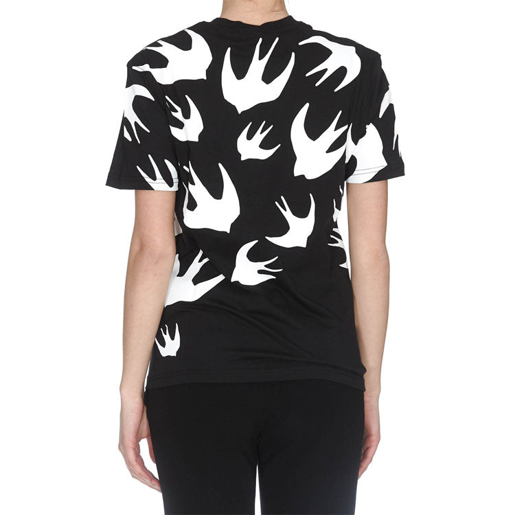 McQ Alexander McQueen Swallow Printing Pattern Short Sleeve Black 318978-RLT71-1000