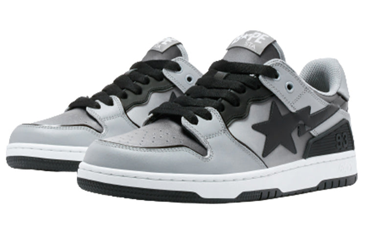 (WMNS) A BATHING APE Sk8 Leather Low 'Black White' 1I70-291-020-BLCKWHITE