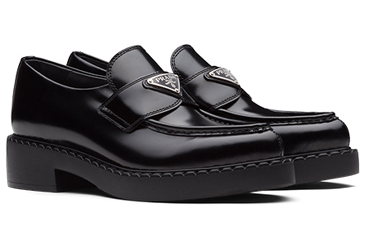 (WMNS) PRADA Brushed Leather Pointy Monolith Loafers 'Black' 1D673M_050_F0002