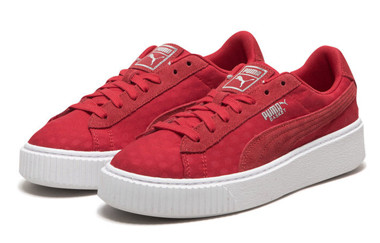 (WMNS) PUMA Basket Platform DE Casual Sneakers Red/White 364102-03