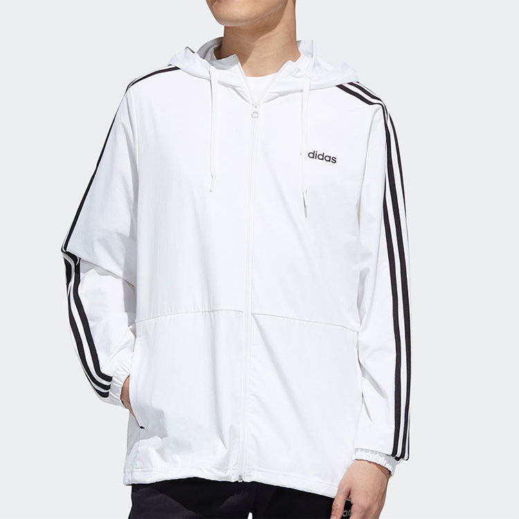 adidas neo M Essential 3-Stripes Windbreaker - White GJ8900