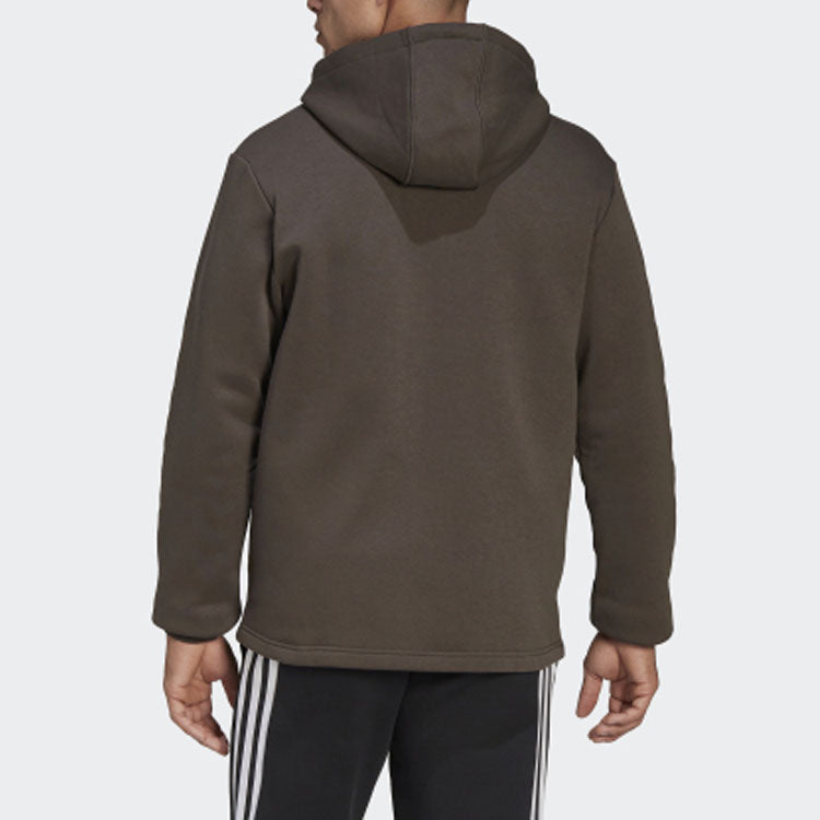 adidas Solid Color Sports Hooded Jacket Brown HU0296