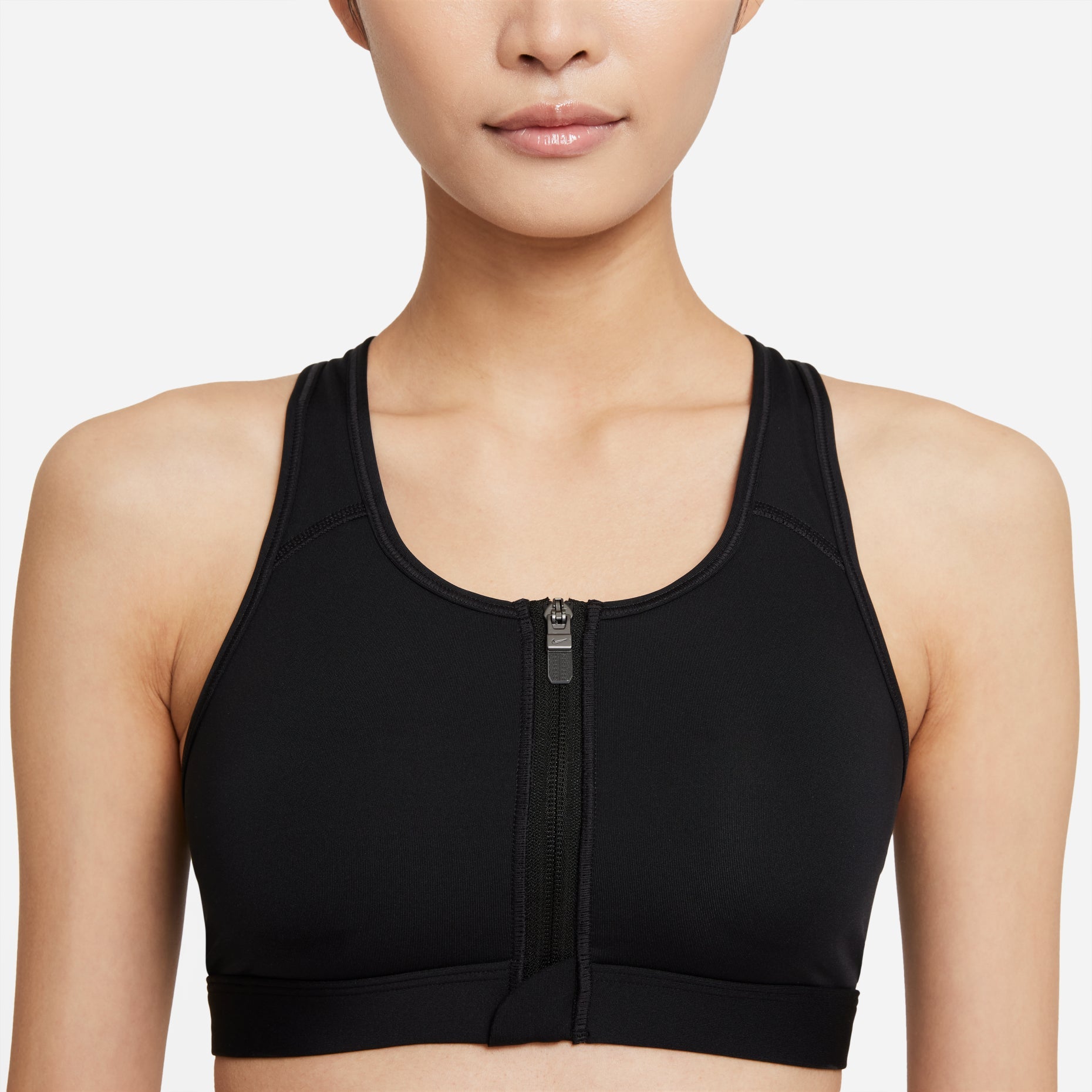 (WMNS) Nike Dri-FIT Swoosh Zip-Front Sports Bra 'Black' DD1206-010