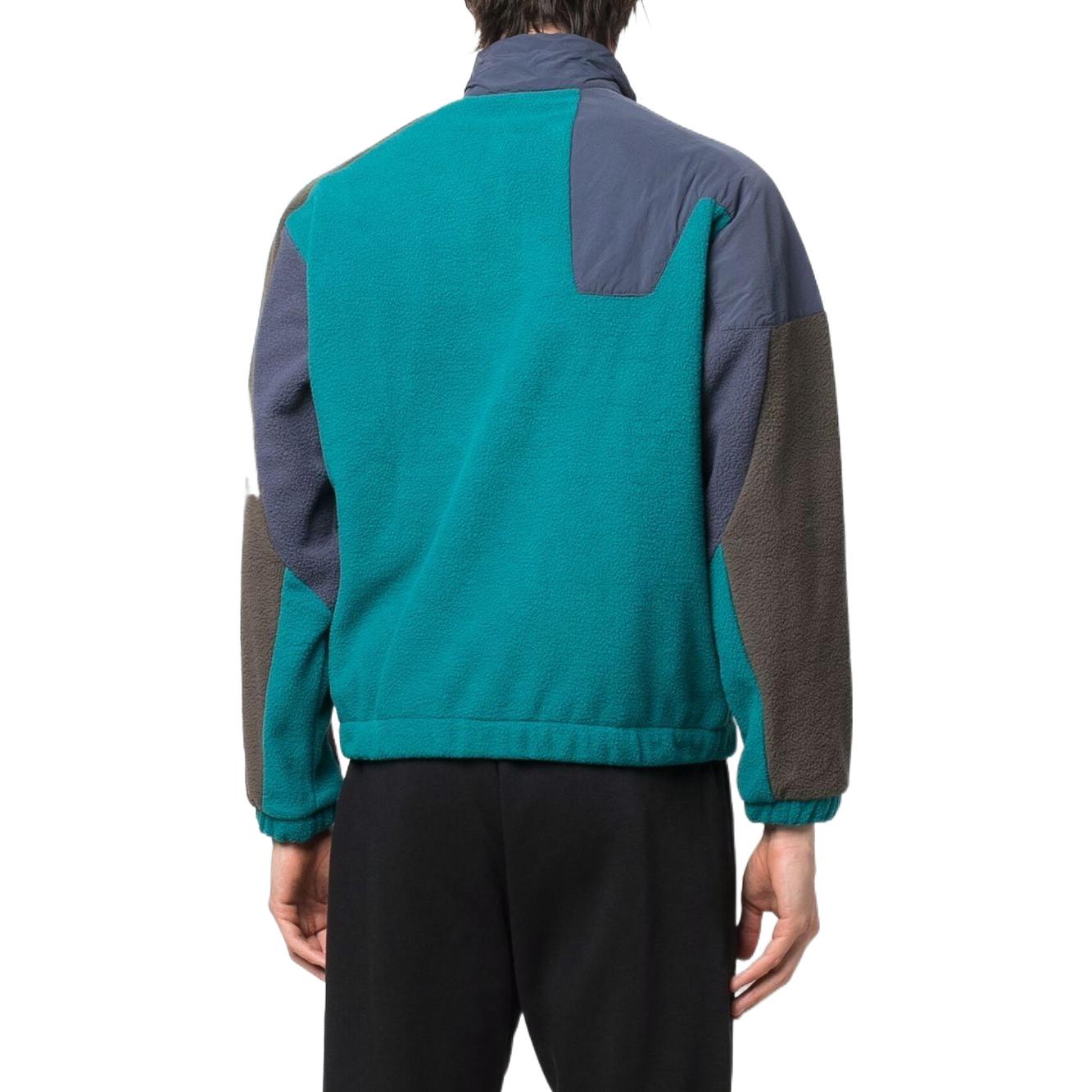 Men's adidas originals Splicing Logo Printing Zipper Stand Collar Blue HF4764