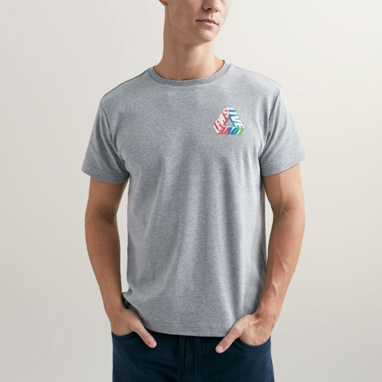 Men's Levis Pattern Printing Round Neck Short Sleeve Gray T-Shirt 85585-0000