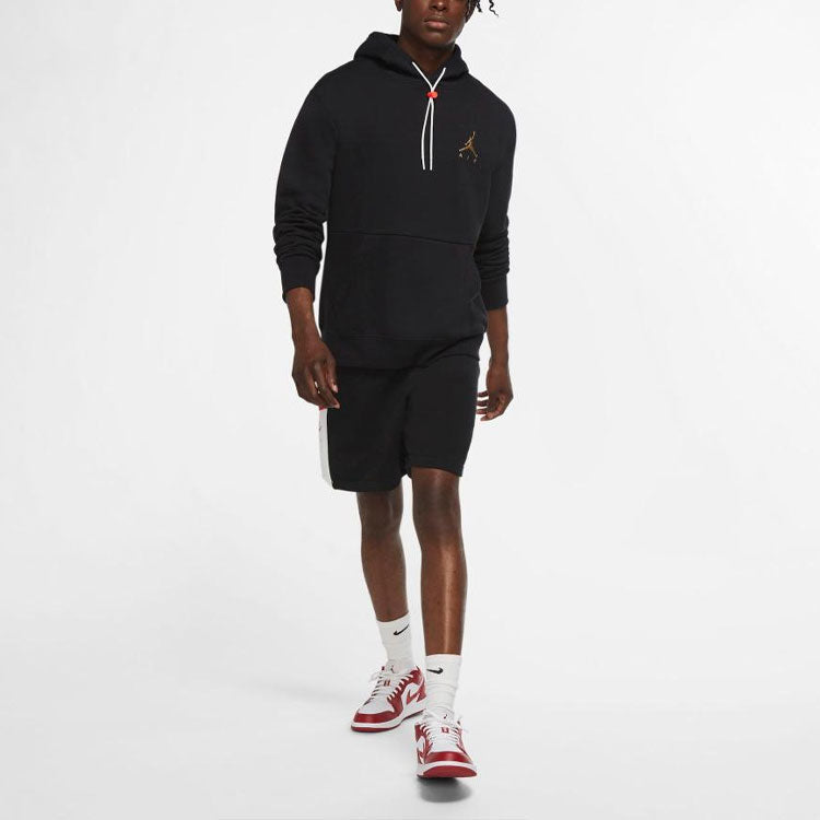 Air Jordan Athleisure Casual Sports Bronzing Logo Fleece Black CK6684-013