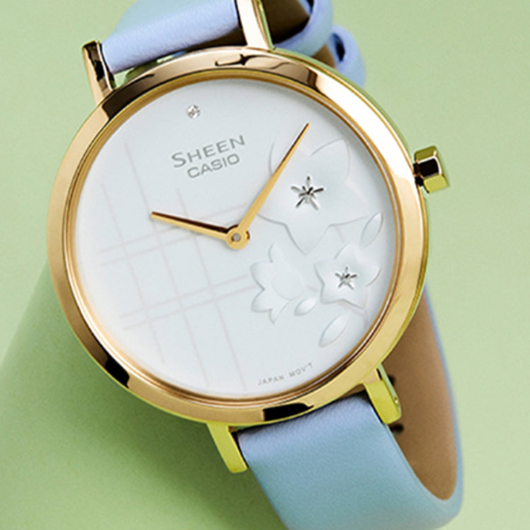 Casio Sheen Minimalistic Analog Watch 'Crystal Light Blue White' SHE-C140GL-2AUPFH-PERSON