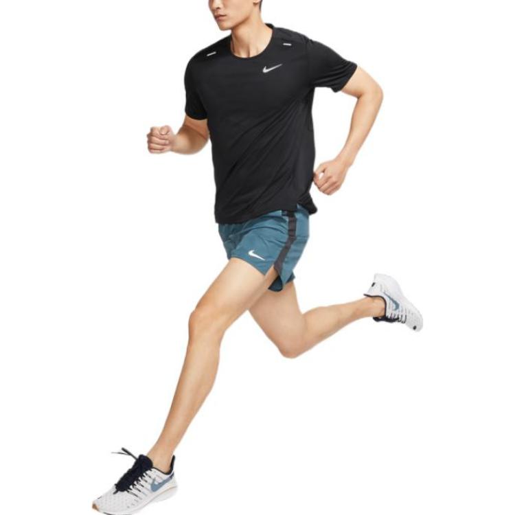 Men's Nike Logo Pattern Printing Running Sports Round Neck Short Sleeve Black T-Shirt DX6146-010