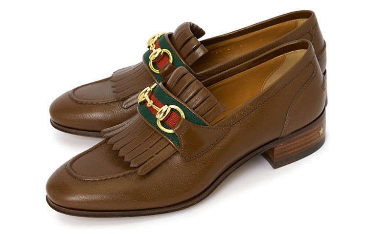 (WMNS) Gucci With Web And Interlocking G Loafer 'Brown' 700182-0G0P0-2360