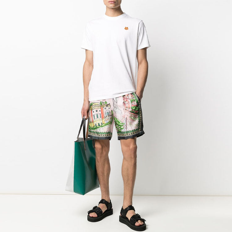Men's KENZO SS22 Small Tiger Head Embroidered Logo Round Neck Short Sleeve White FB55TS0034SA-01B