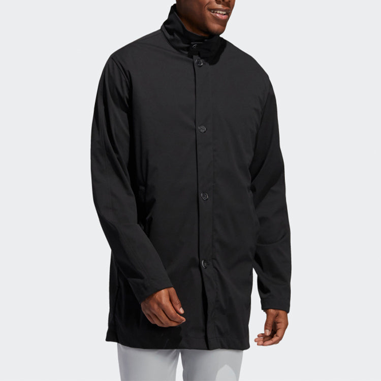 adidas Stand Collar Button Golf Long Sleeves Jacket Black FS2521