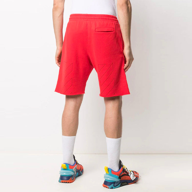 Off-White SS21 Logo Embroidered Sports Shorts Red OMCI006R21FLE0062510