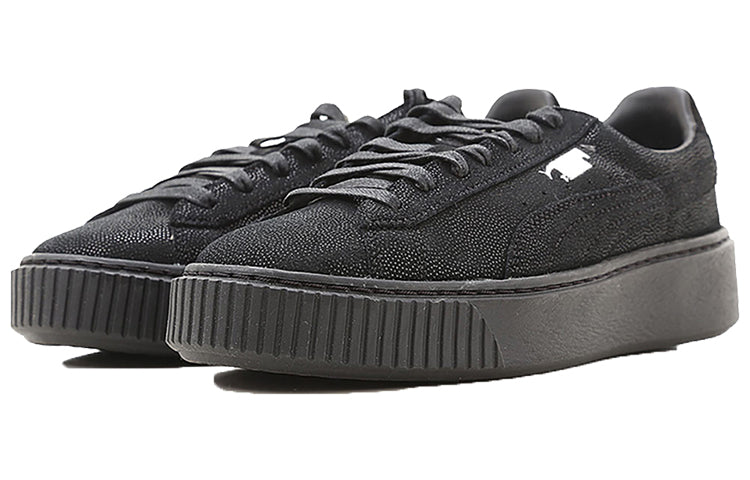 (WMNS) PUMA Basket Platform Casual Sneakers 'Black' 363313-04