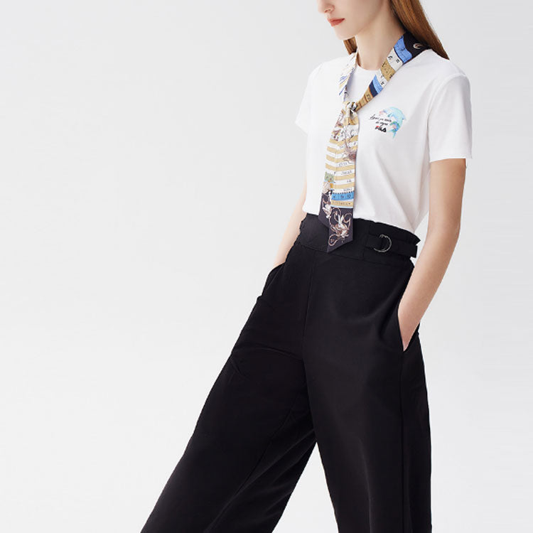 (WMNS) FILA Printing Pure Cotton Round-neck White F11W128106F-WT