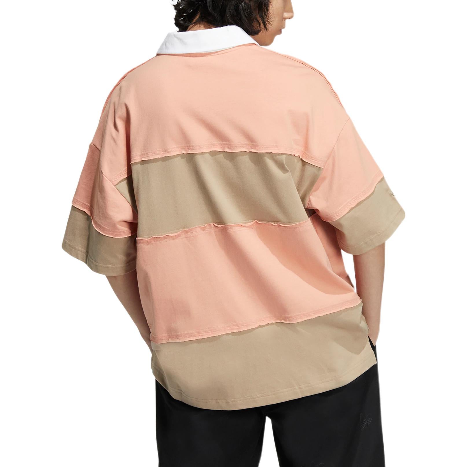 adidas originals Splicing Colorblock Short Sleeve Polo Shirt Unisex Pink HR3468