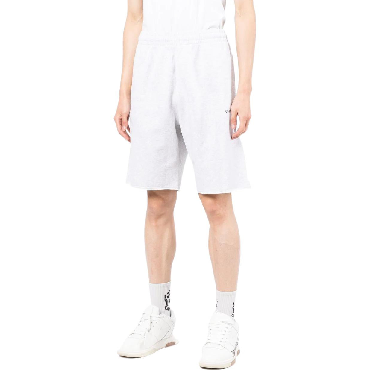 Off-White Solid Color Logo Printing Elastic Waistband Sports Shorts Version White OMCI006C99FLE0030808