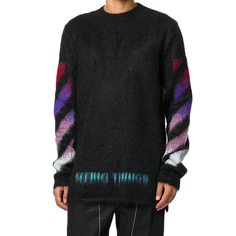 Off-White Gradient Mohair Sweater Men Black OMHA036F176500041024