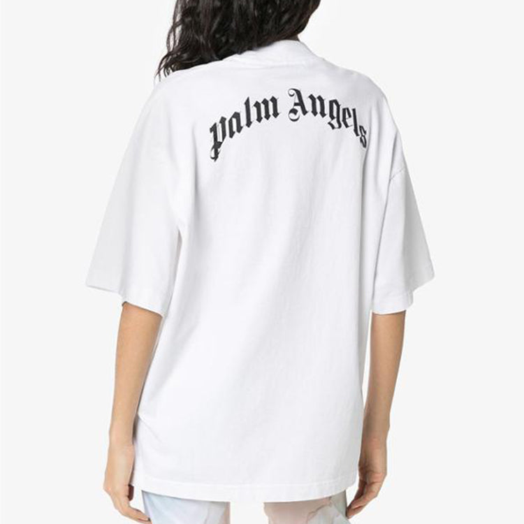 PALM ANGELS Pink Bear S/S Back logo Short Sleeve White PWAA017S20JER0010160