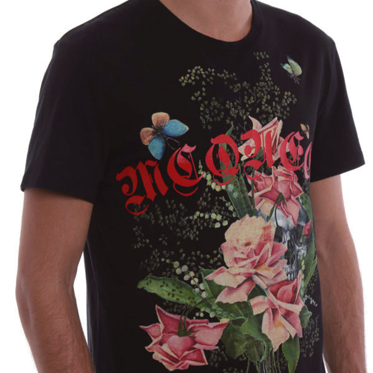 Men's Alexander McQueen Rose Short Sleeve Black 520302QLZ710901