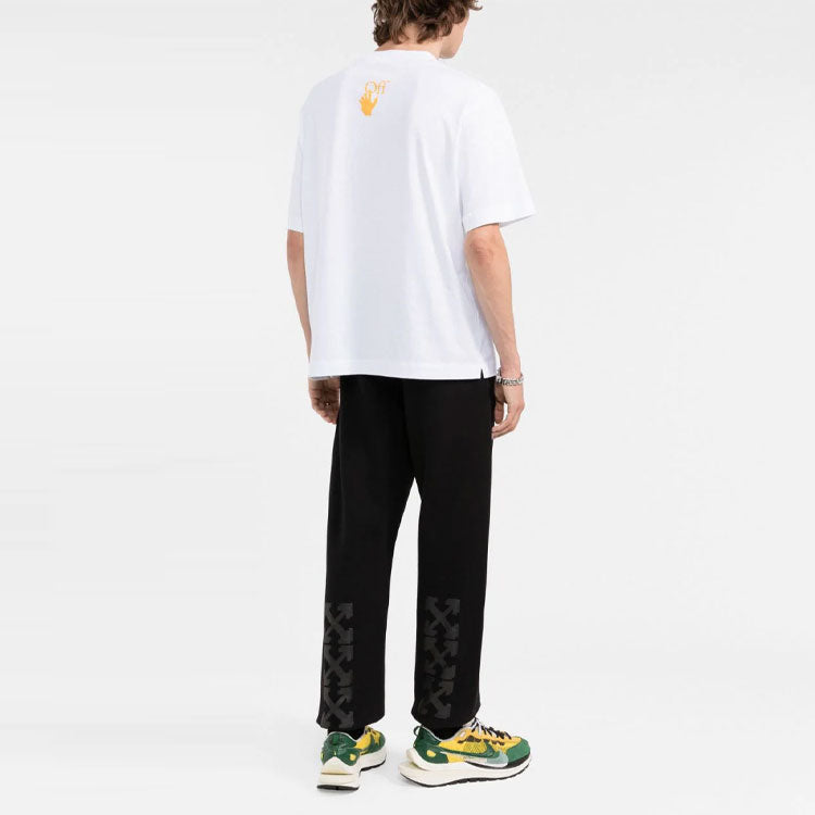 Men's Off-White FW21 Caravaggio Pattern Printing Round Neck Short Sleeve Slim Fit White T-Shirt OMAA120F21JER0080184