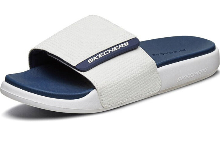 Skechers Velcro Outdoor Flat Heel Sports Slippers White Blue 51729-WNV