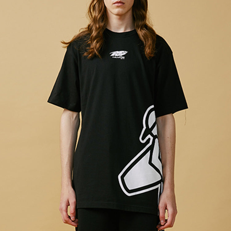 PJs Vigor Surf Pattern Printing Short Sleeve Casual Loose Round Neck Alphabet Large LOGO Couple Style Black 20SSTS10342-P
