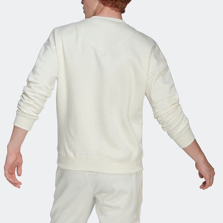 Men's adidas Contrasting Colors Pattern Printing Round Neck Long Sleeves Pullover Beige HG2077