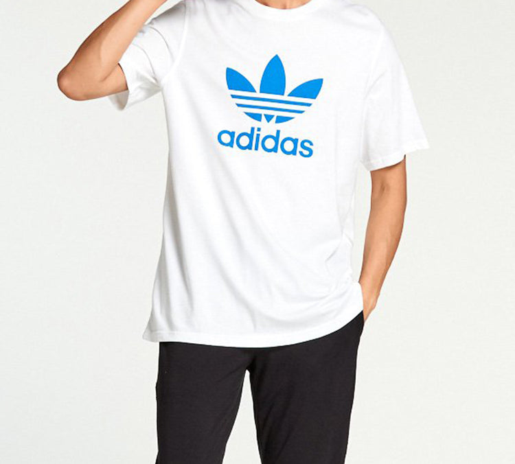 adidas originals Logo Chest Logo Sports Short Sleeve White Blue DH5774