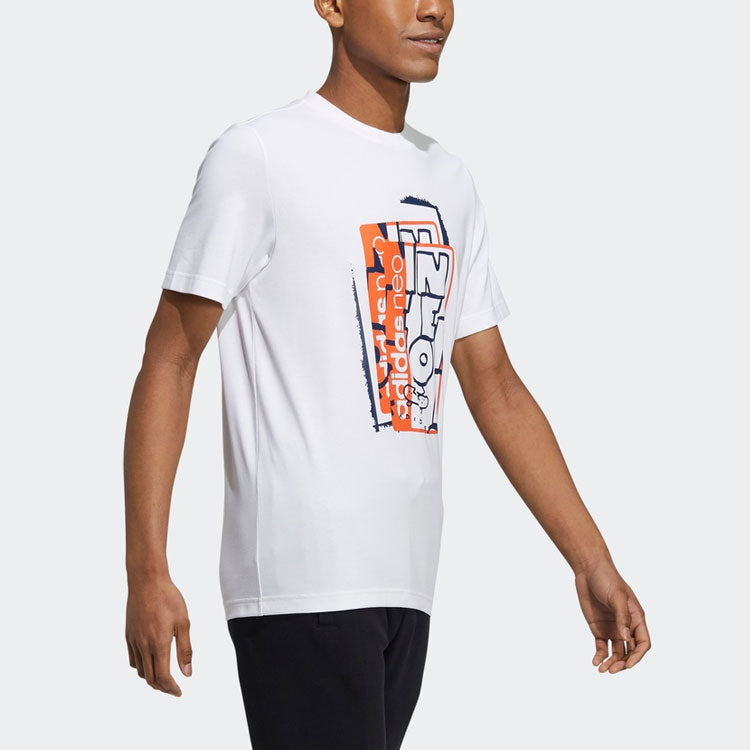 adidas neo M Ssfv5 Tee3 Printing Sports Round Neck Short Sleeve White GS2583