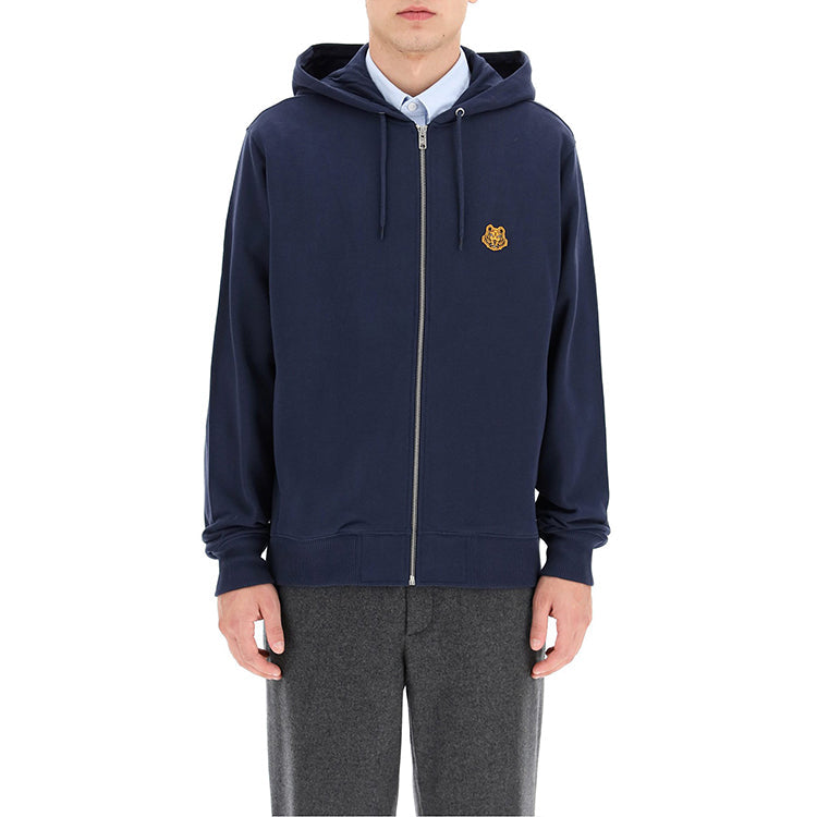 Men's KENZO FW20 Small Tiger Head Pattern Zipper Navy Blue FA65BL7214MD-76