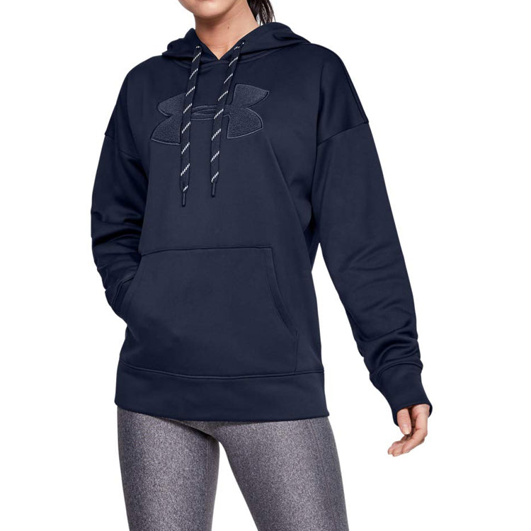 (WMNS) Under Armour Fleece Chenille Logo Hoodie 'Navy' 1348246-410