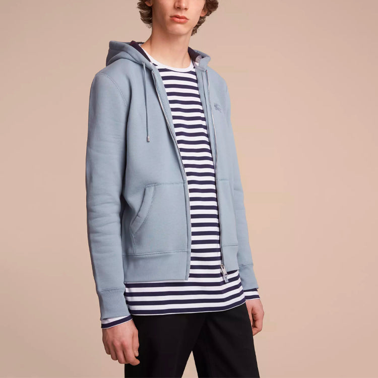 Men's Burberry hooded Zipper Jacket Light Blue 40569551