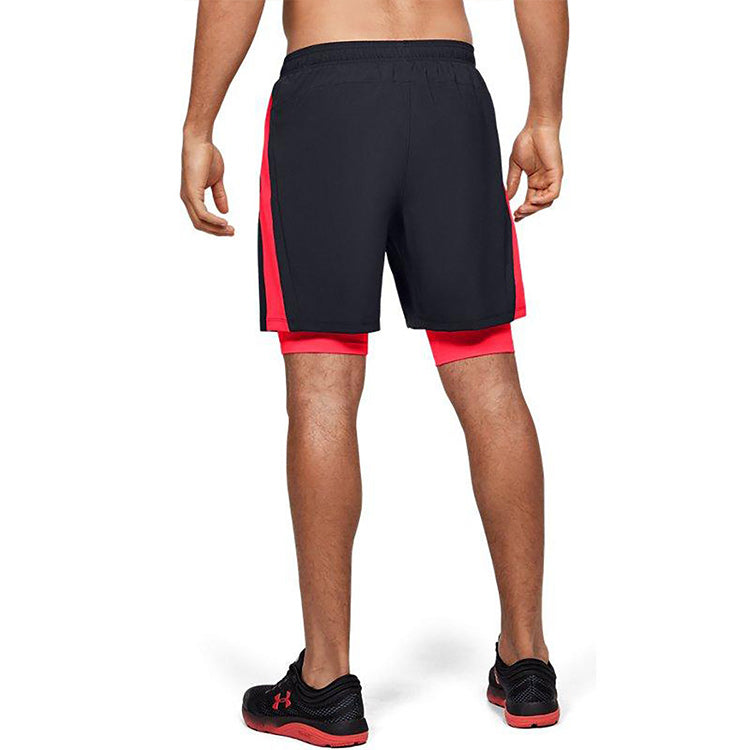 Under Armour Launch SW 2in1 Shorts 'Black Red' 1326576-003