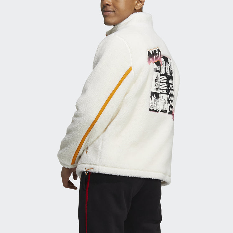 adidas neo U Radio W Jkt Contrasting Colors Pocket Fleece Stay Warm Sports Stand Collar Jacket Couple Style Pink White HG9039