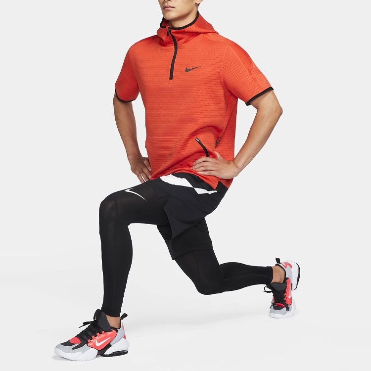 Nike Half Zipper Cardigan Short Sleeve Training Orange CQ8344-895