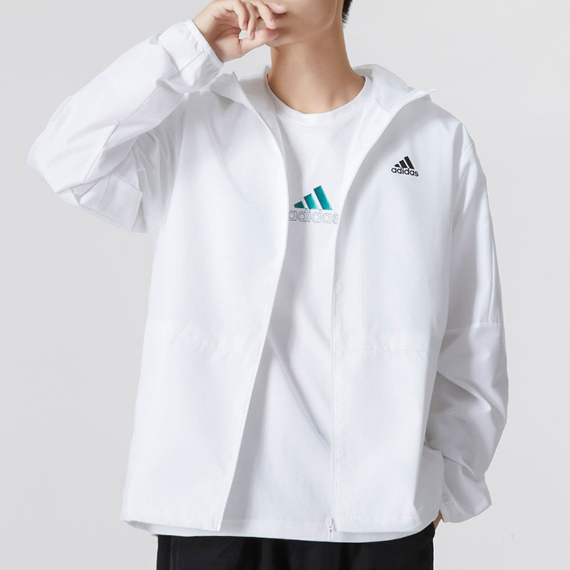 Men's adidas Mh Lite Wvjkt Athleisure Casual Sports Hooded Solid Color Woven White Jacket HM2977