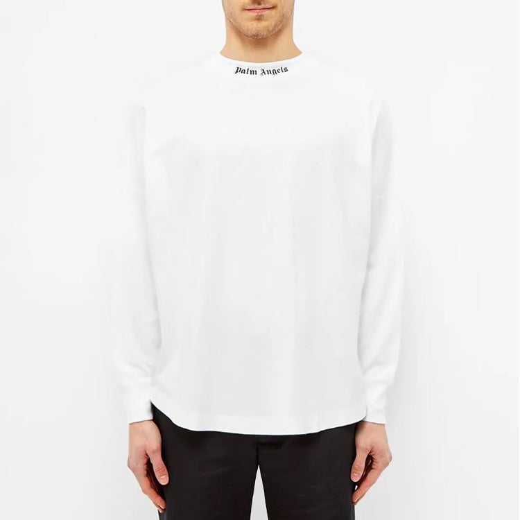 Men's PALM ANGELS Back Large Logo Printing Long Sleeves White PMAB001R204130030110