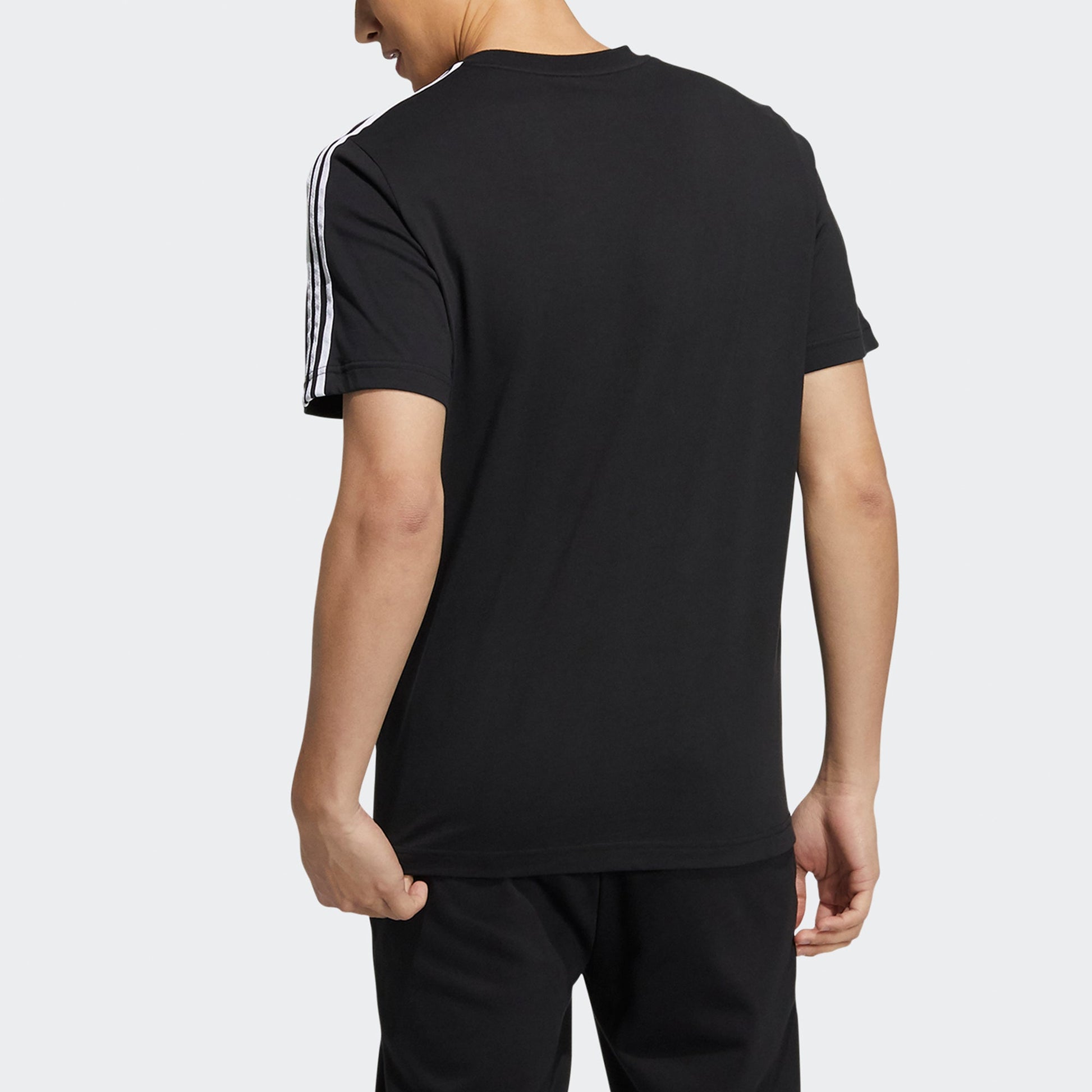 adidas neo M Ce 3s Tee Stripe Sports Round Neck Short Sleeve Black HA2255