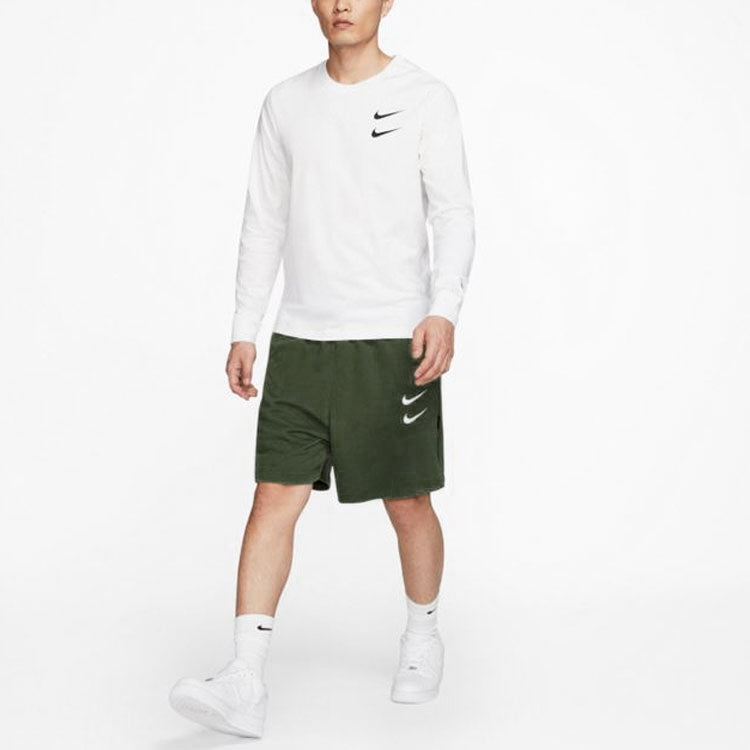 Nike MENS Swoosh Casual Sports Double-Hook Crew-neck Long Sleeve White DB6156-100