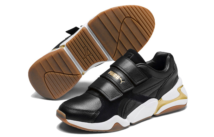 (WMNS) PUMA Nova V Leather Black/Gold 369843-01