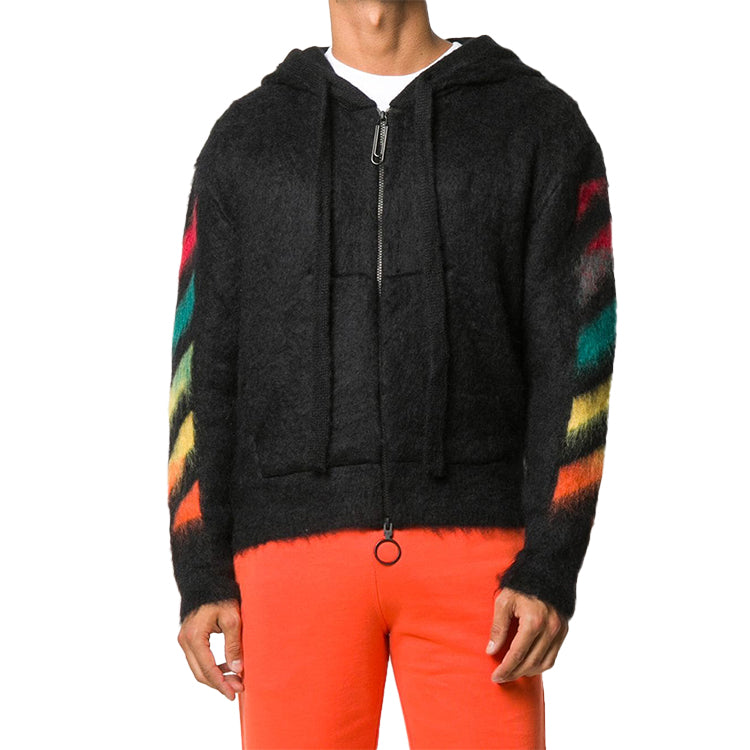 Off-White Fleece Zipper Hooded Jacket Black OMHA073E20KNI0011087