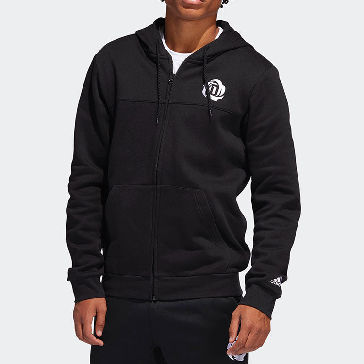 adidas Solid Color Zipper Hooded Jacket 'Black' DP5713